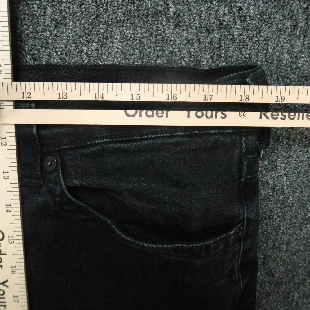 True Religion Jeans Men 38x33 Black Rocco Relaxed Skinny 5 Pocket Flaps